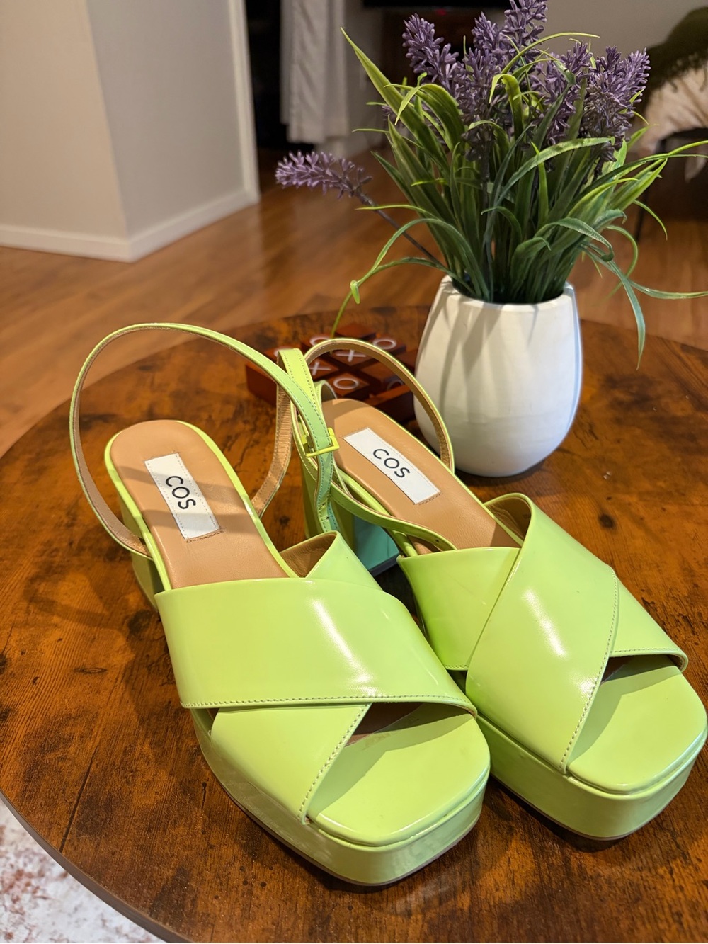 COS Lime Green Heeled Sandals